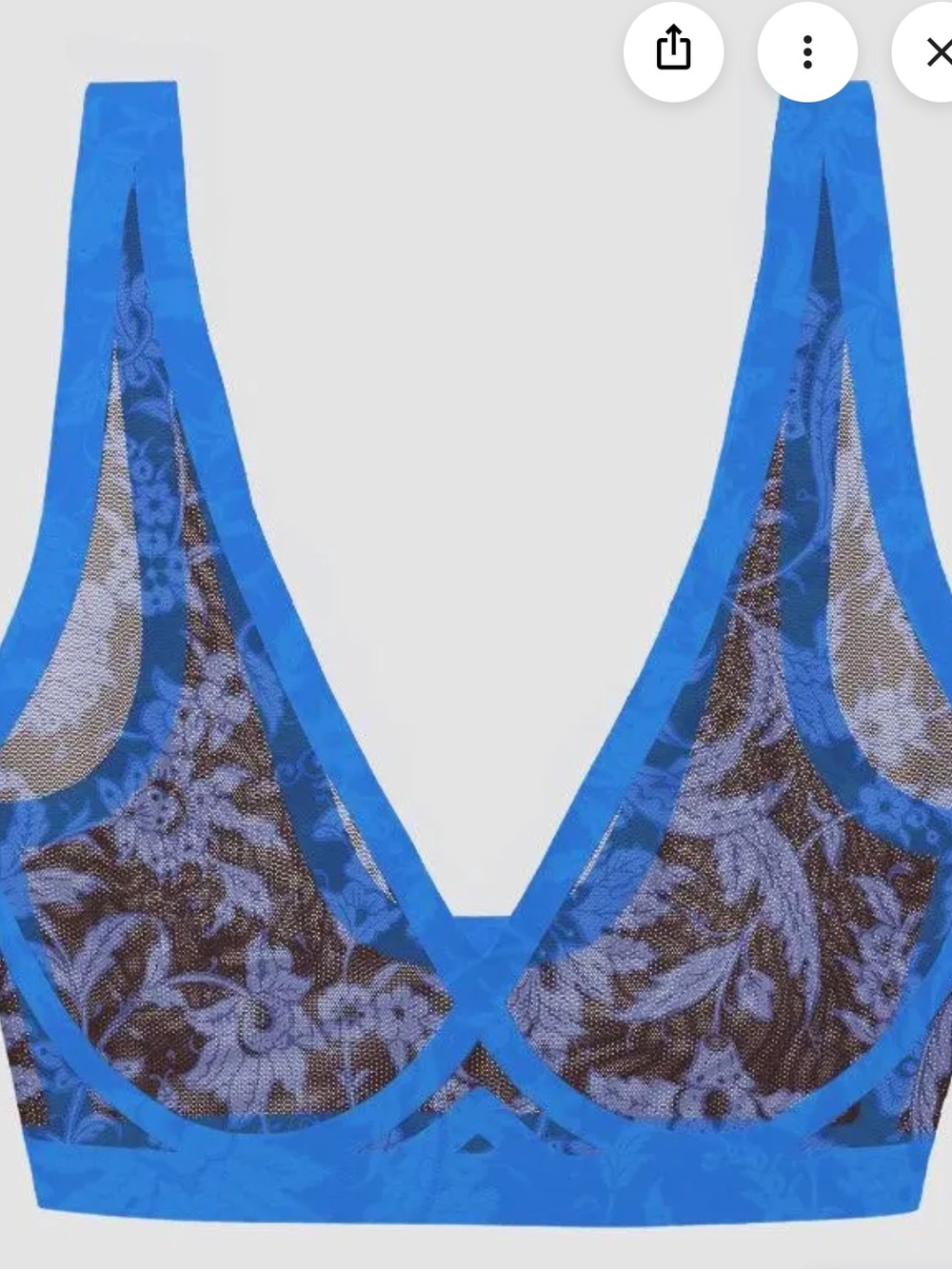 EBY Sienna Mesh Bralette Blue Floral Medium EUC